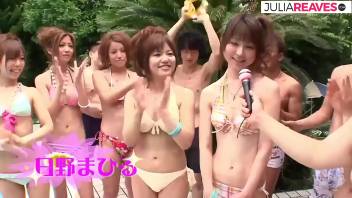Japanese teen pool party with blow job contest and creampie finish uncensored JAV